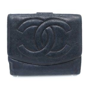 Authentic Chanel Wallet Coco Mark Black Leather